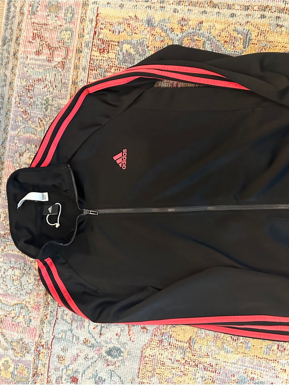 adidas Black Performance Jacket with Pink Stripes